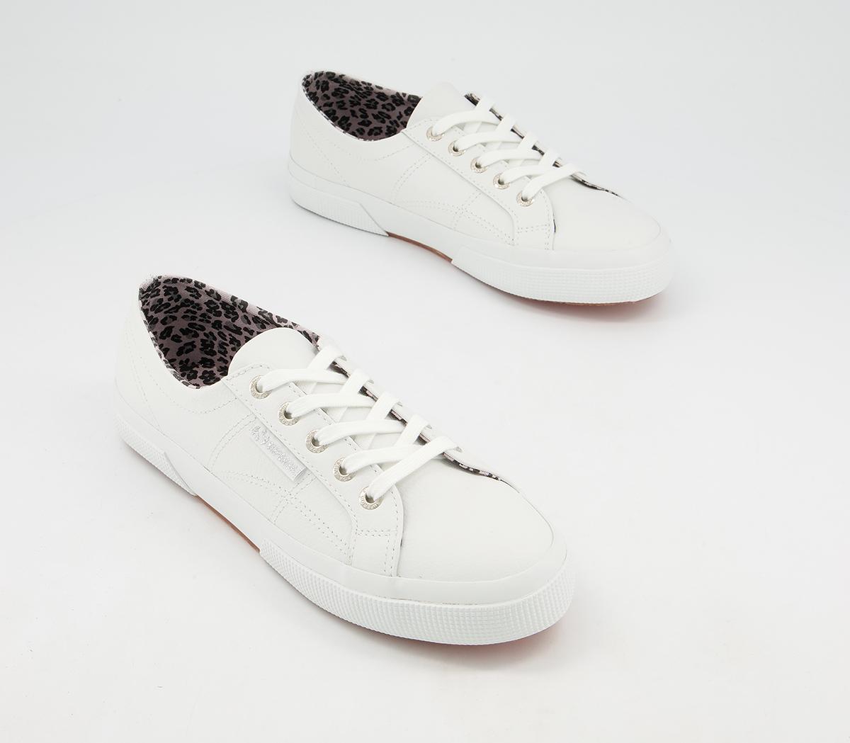Superga 2750 Trainers Superga 2750 Trainers White Leather Leopard Exclusive