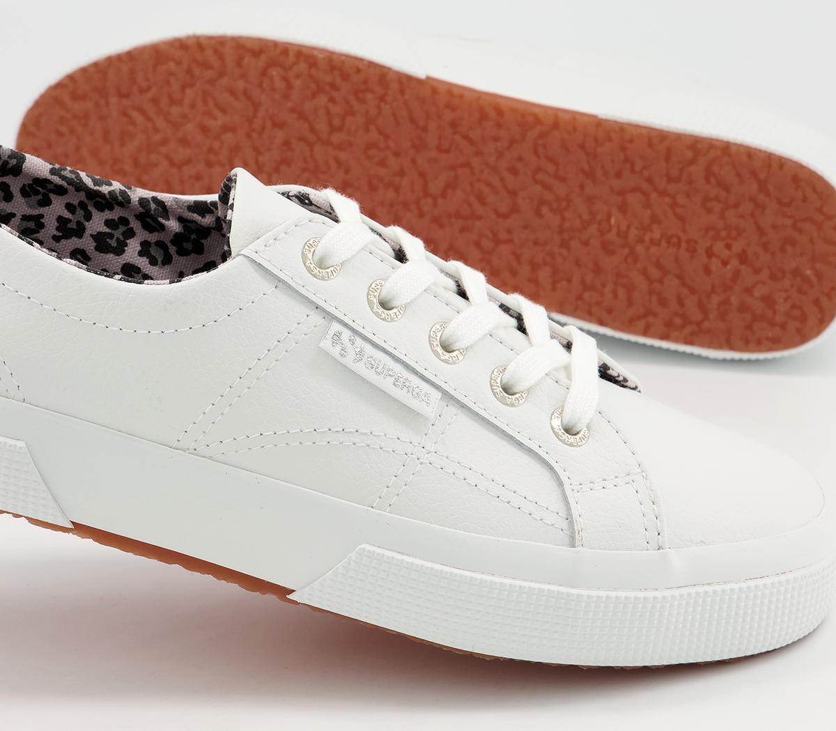 Superga 2750 Trainers Superga 2750 Trainers White Leather Leopard Exclusive