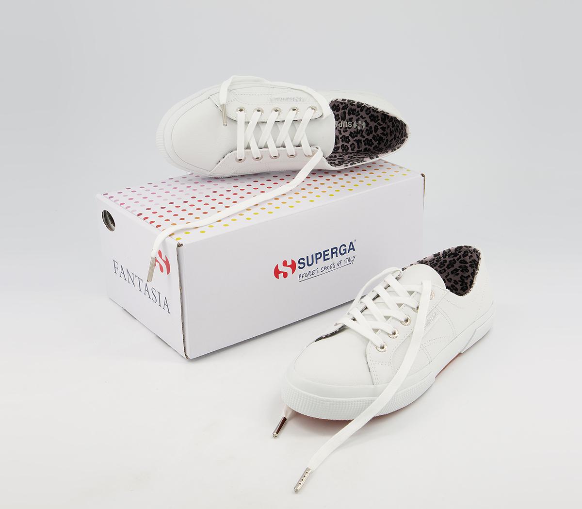 Superga 2750 Trainers Superga 2750 Trainers White Leather Leopard Exclusive