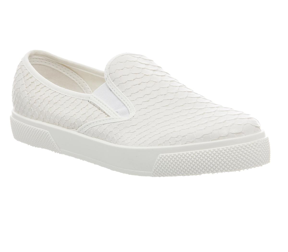 Office Kicker Slip On Shoes White Snake - Flat Shoes for Women