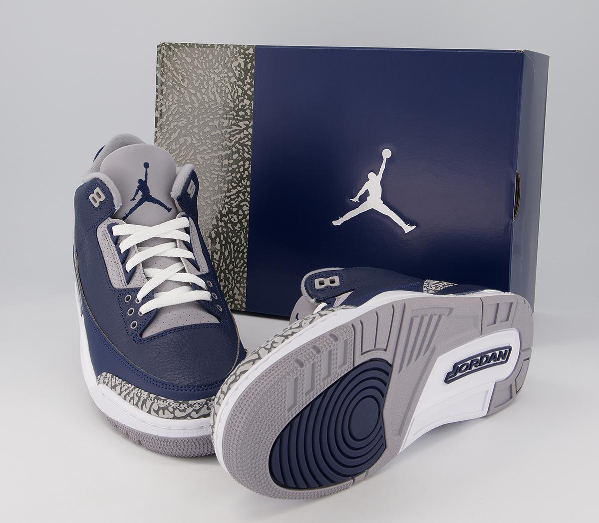 jordan 3 navy blue and white