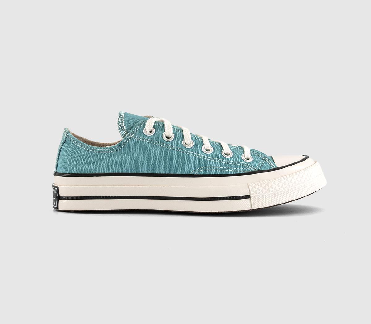 Converse Womens All Star Ox 70s Trainers Vernal Pool Egret Black Canvas In Blue/white, 6.5