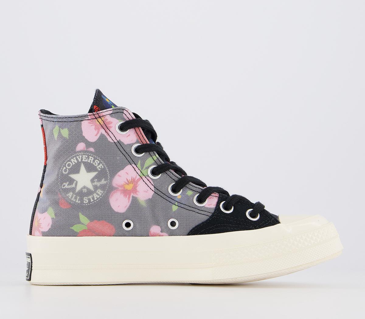 converse all star hi trainers black floral