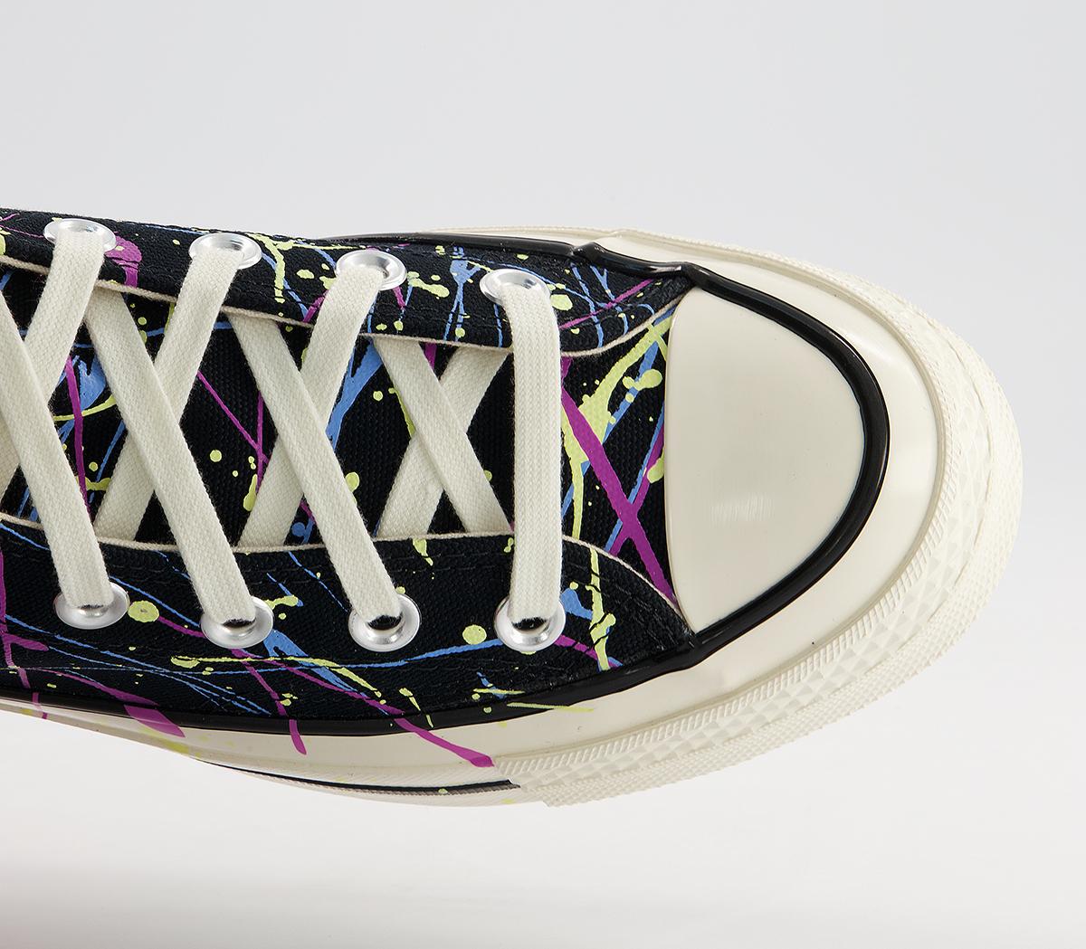 Converse All Star Hi 70s Trainers Converse All Star Hi 70s Trainers Paint Splatter Black Hyper Magenta Egret