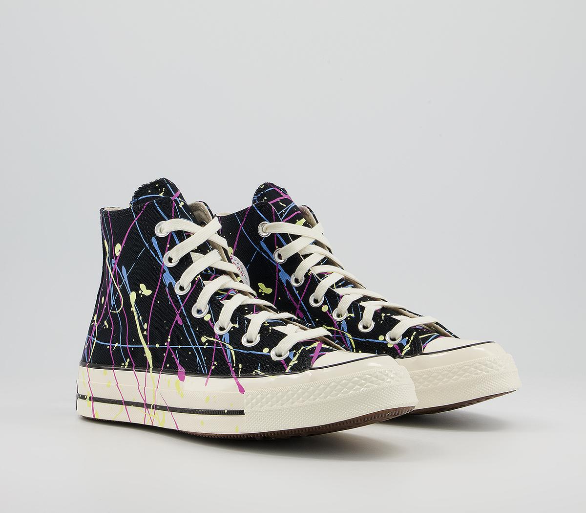 Converse All Star Hi 70s Trainers Paint Splatter Black Hyper Magenta ...