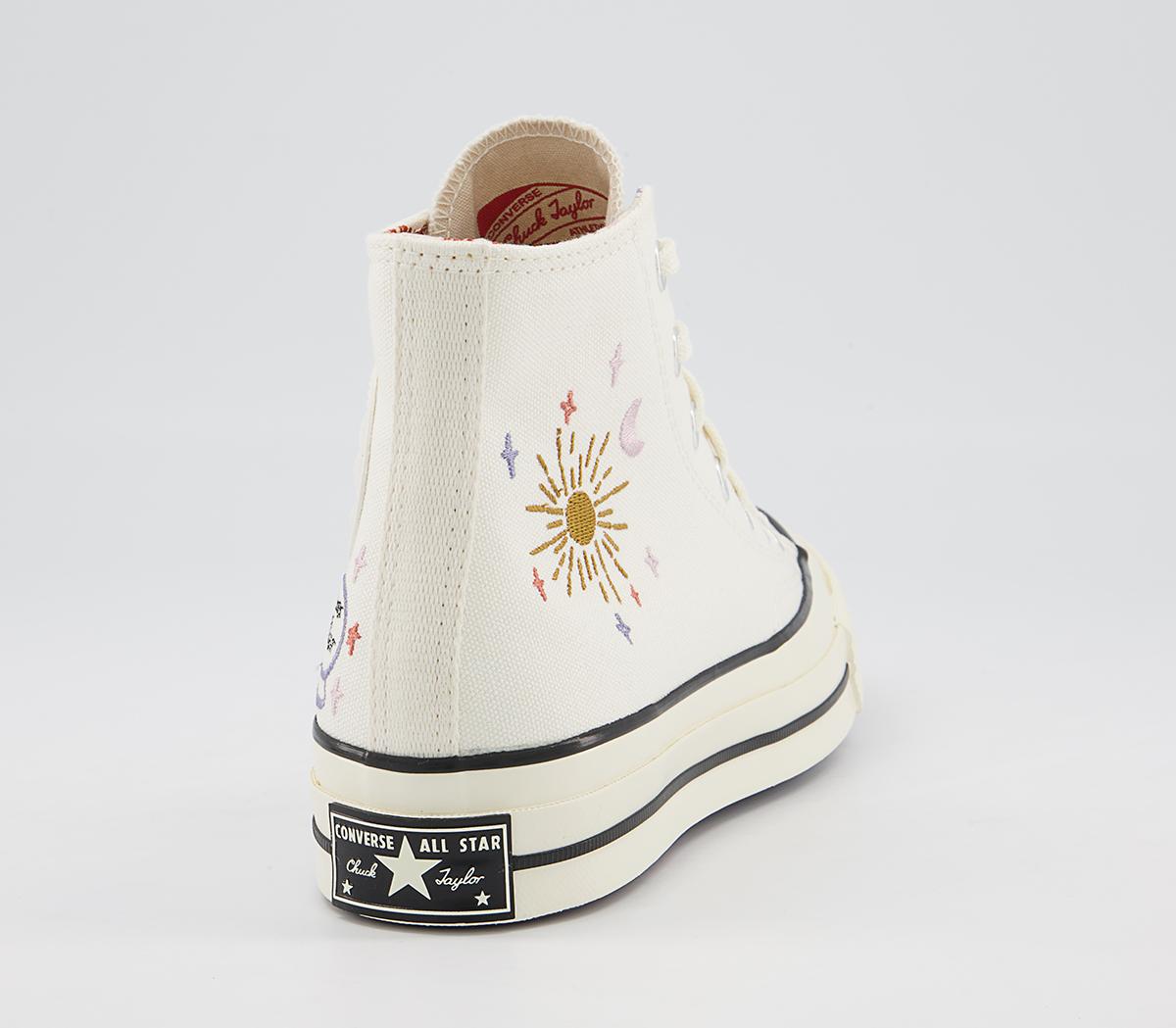 Converse All Star Hi 70s Trainers Converse All Star Hi 70s Trainers Egret Black Embroidery Mystic World