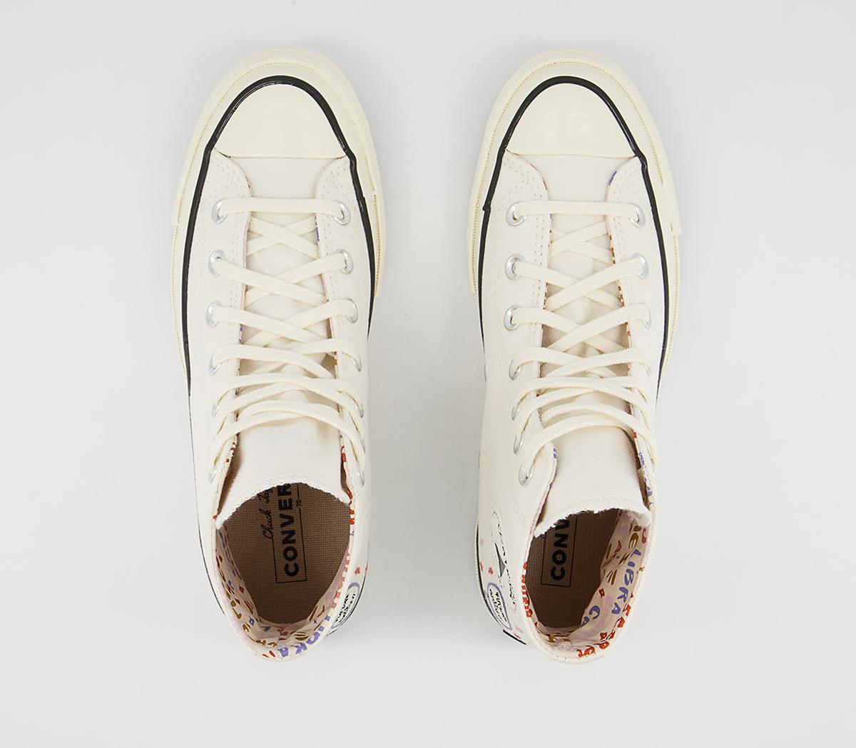 Converse All Star Hi 70s Trainers Converse All Star Hi 70s Trainers Egret Black Embroidery Mystic World