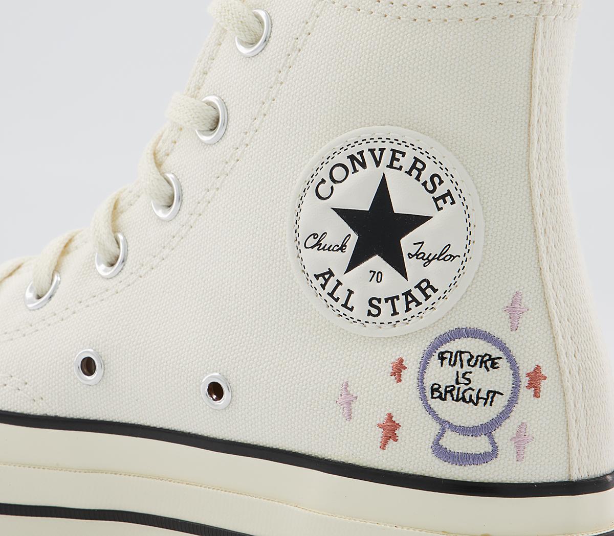 Converse All Star Hi 70s Trainers Converse All Star Hi 70s Trainers Egret Black Embroidery Mystic World