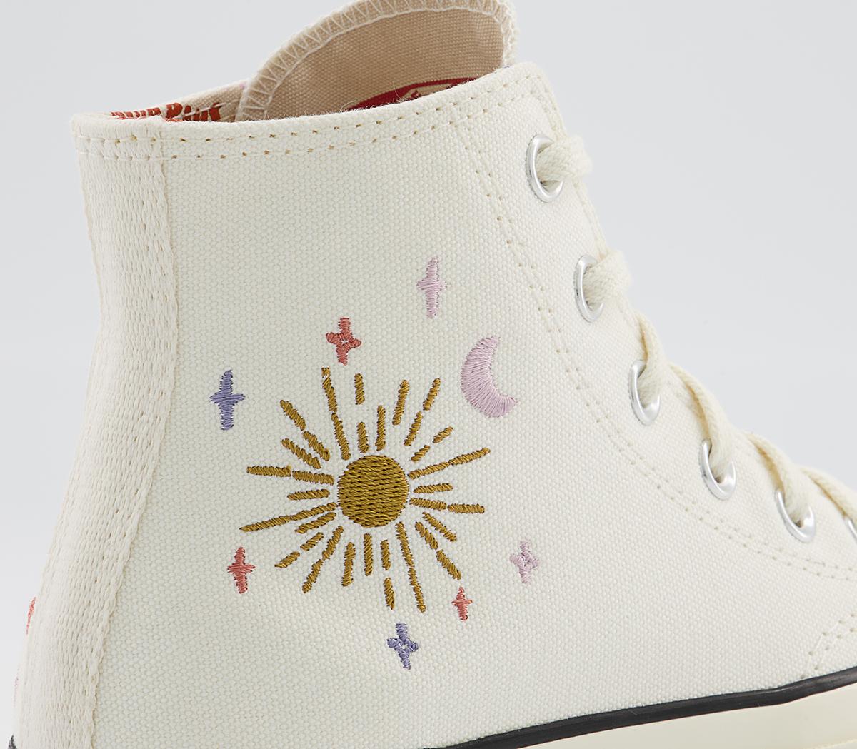 Converse All Star Hi 70s Trainers Converse All Star Hi 70s Trainers Egret Black Embroidery Mystic World