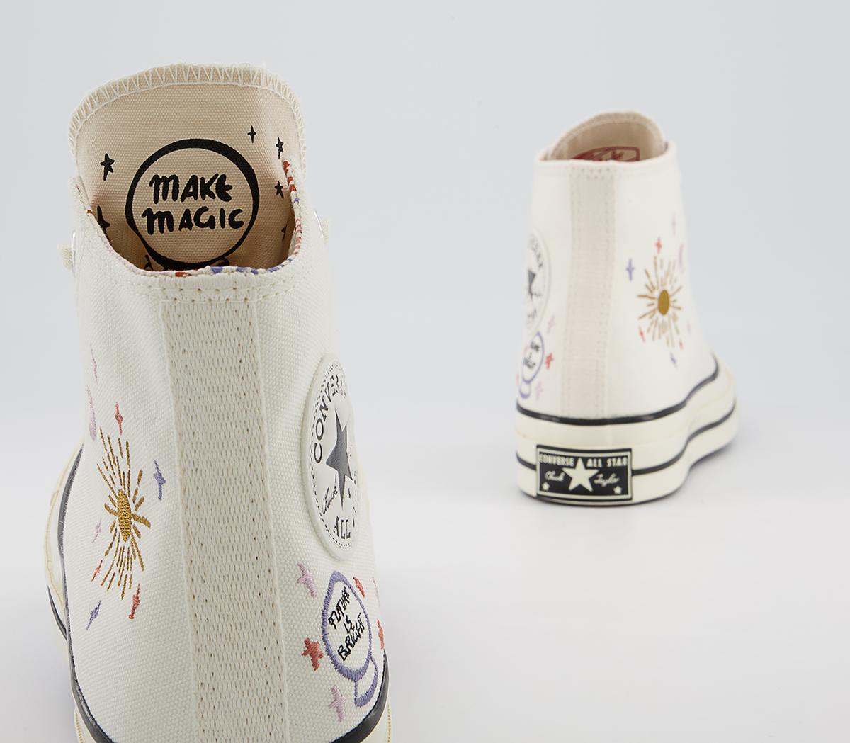 Converse All Star Hi 70s Trainers Converse All Star Hi 70s Trainers Egret Black Embroidery Mystic World