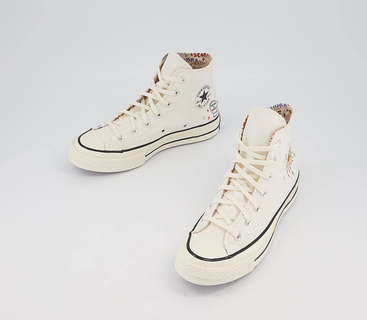 Converse All Star Hi 70s Trainers Converse All Star Hi 70s Trainers Egret Black Embroidery Mystic World