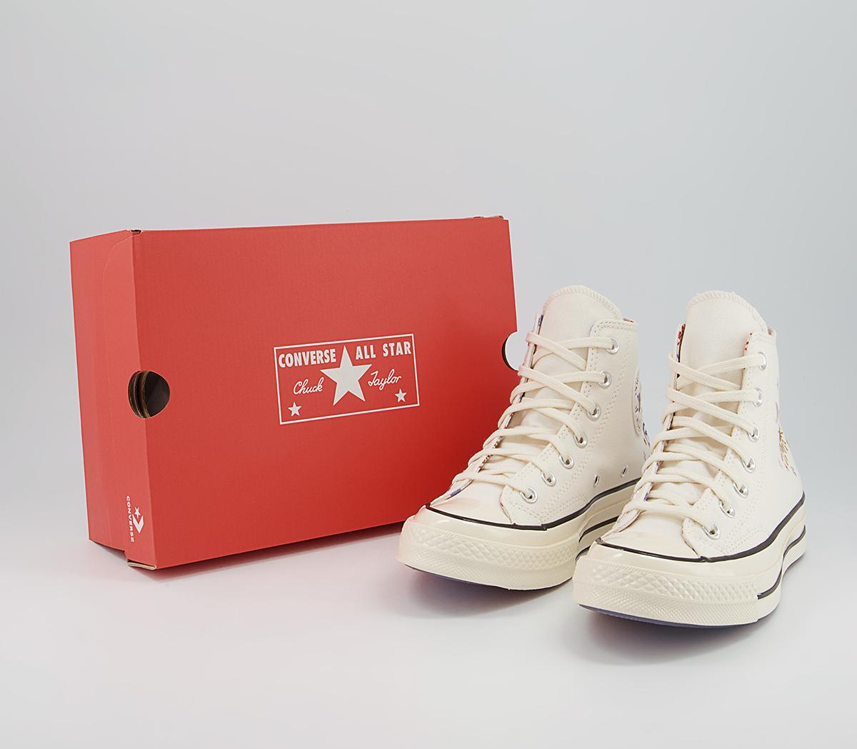 Converse All Star Hi 70s Trainers Converse All Star Hi 70s Trainers Egret Black Embroidery Mystic World