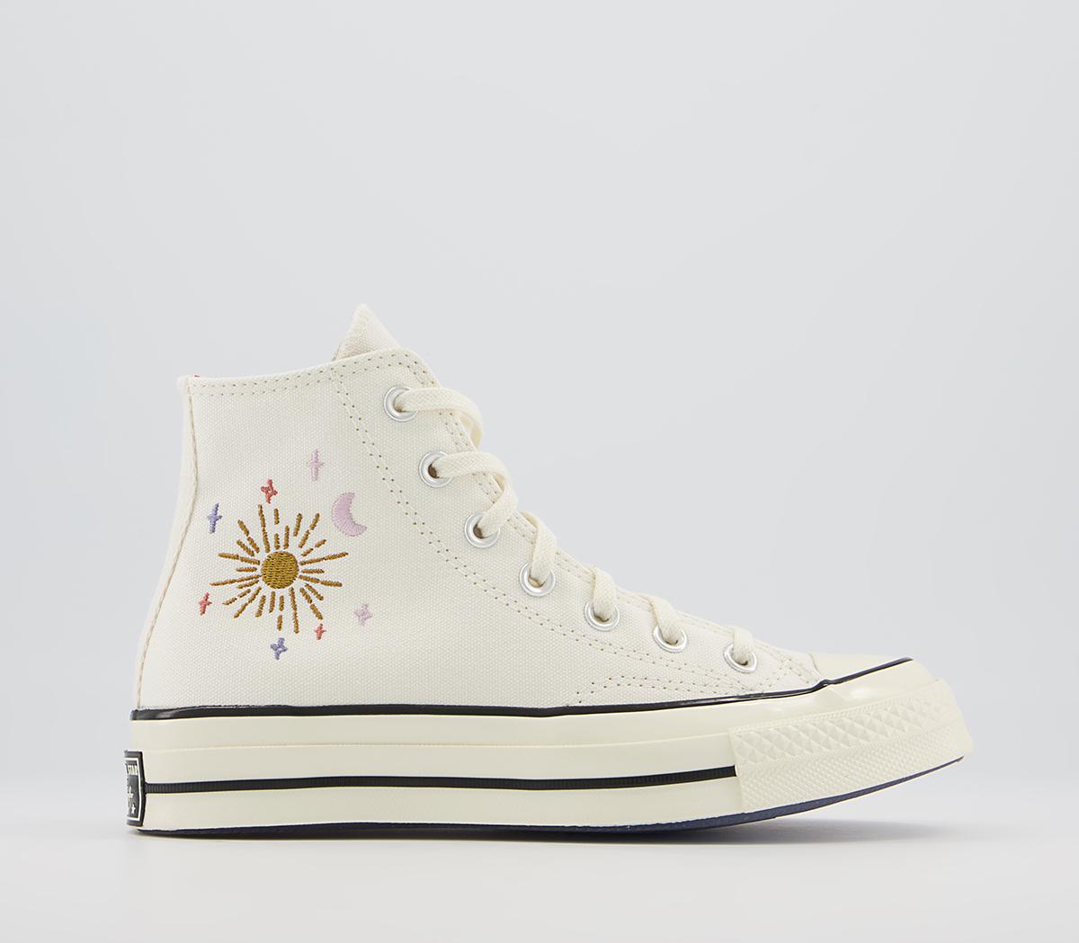 Converse All Star Hi 70s Trainers Converse All Star Hi 70s Trainers Egret Black Embroidery Mystic World