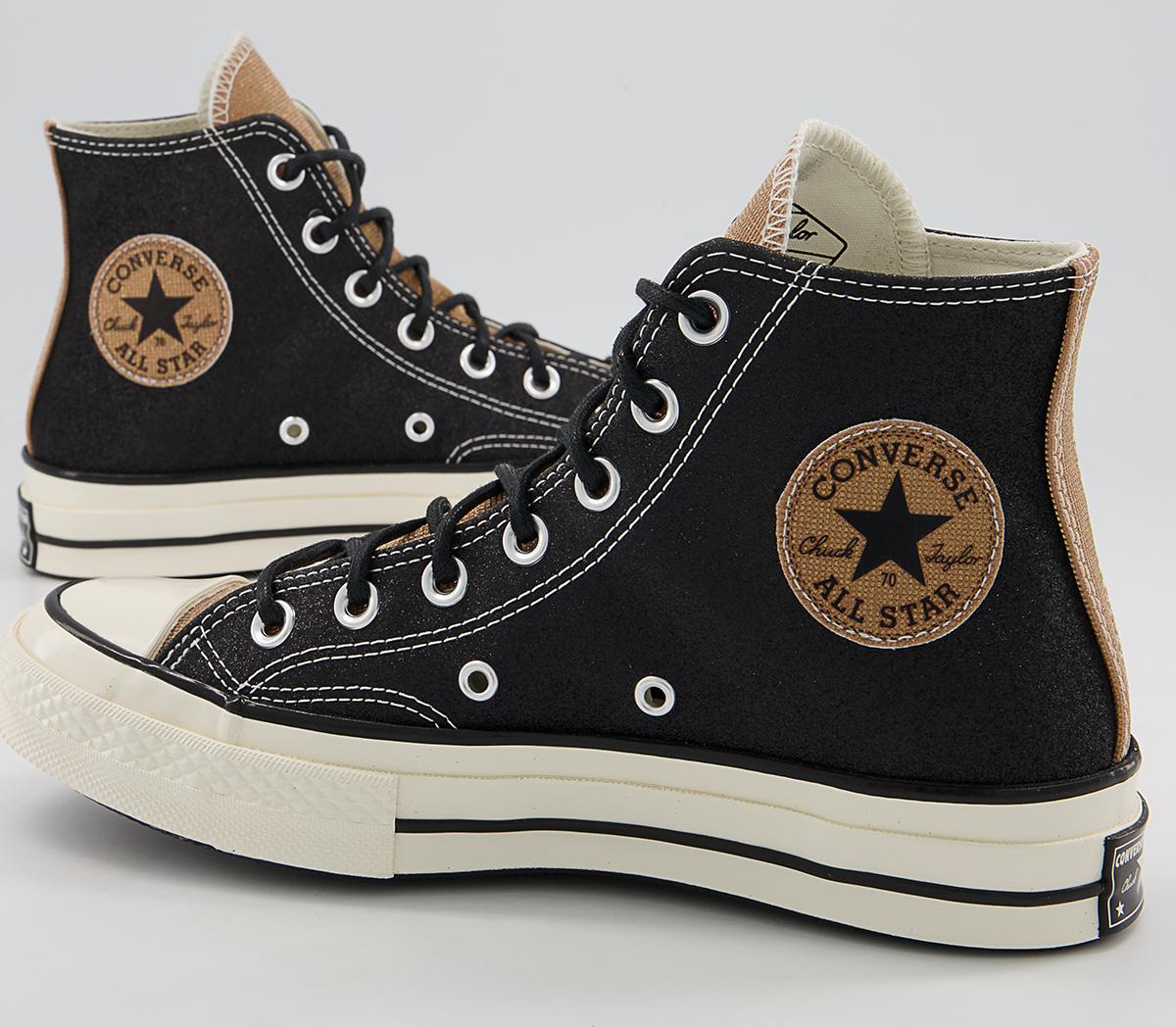 Converse All Star Hi 70s Trainers Black Gold Egret Glitter - Converse ...