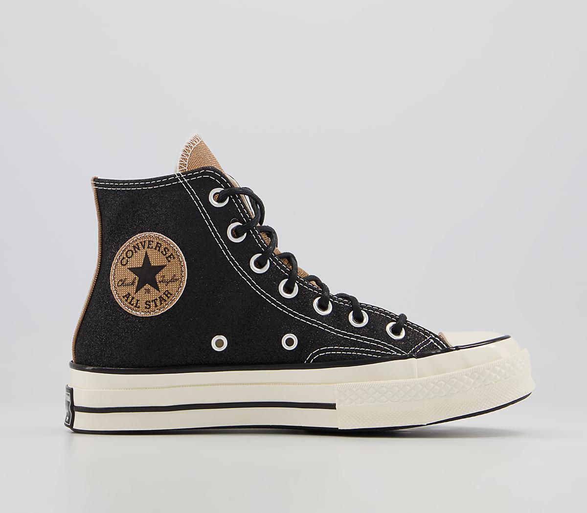 ConverseAll Star Hi 70s TrainersBlack Gold Egret Glitter