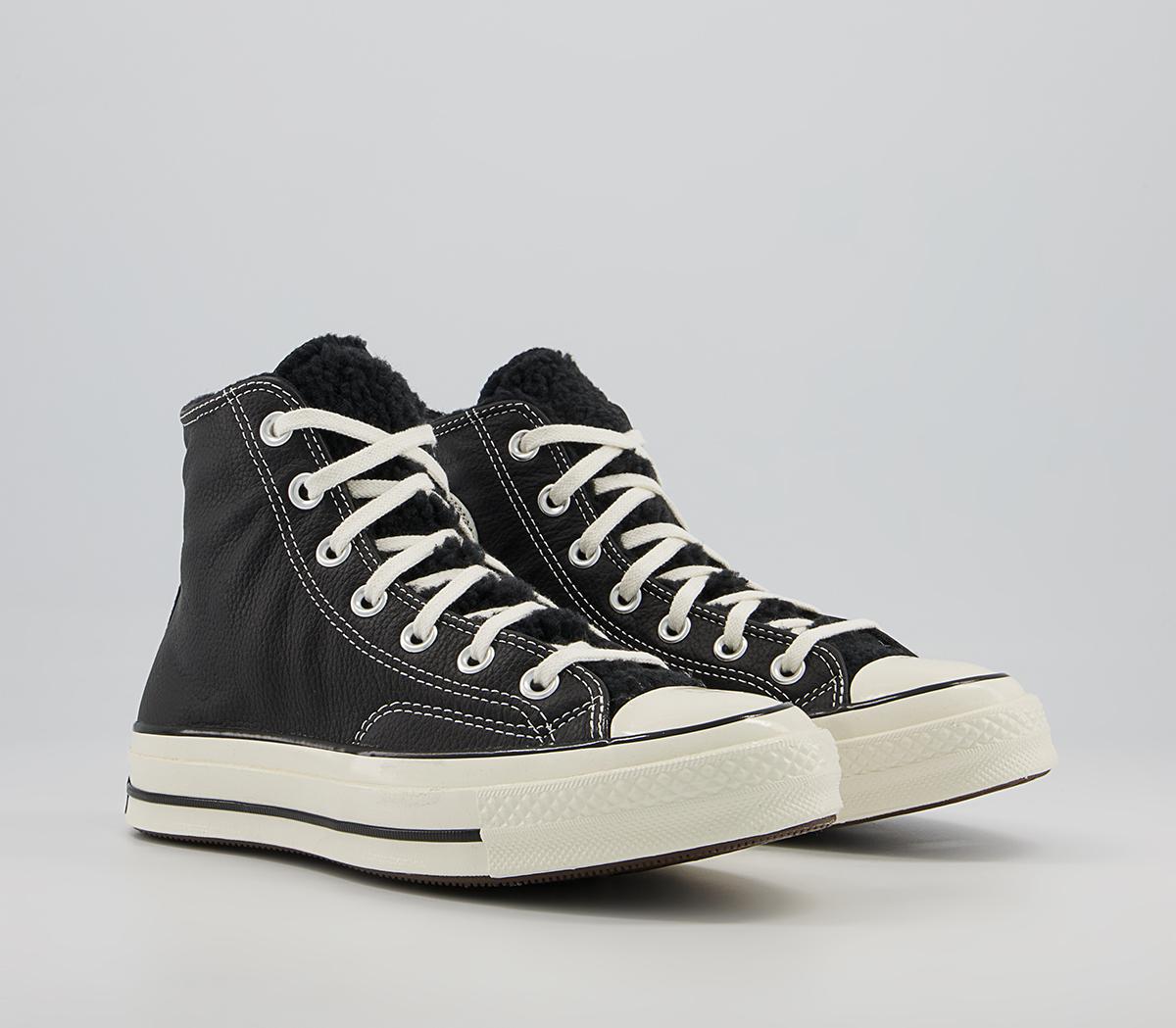 Converse All Star Hi 70s Trainers Black Egret Sherpa - Women's Trainers