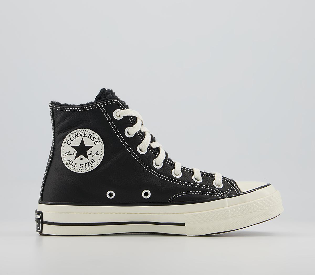 Converse All Star Hi 70s Trainers Black Egret Sherpa - Women's Trainers