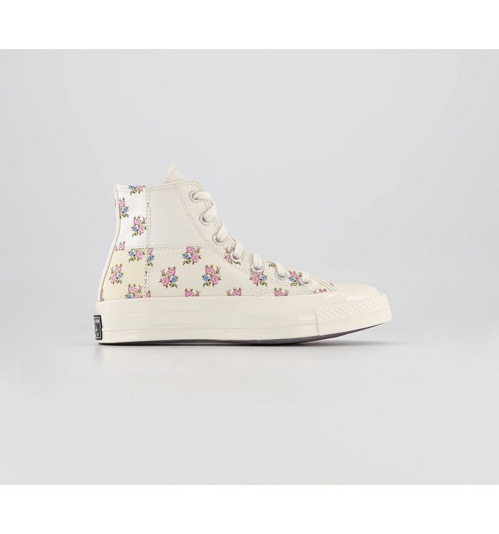 Converse All Star Chuck 70 Ladies White Floral Print Hi Trainers, Size: 3