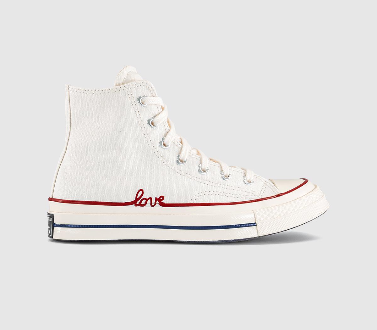 Converse All Star Hi 70 Trainers Heart Vintage Egret White in Women's Size 7, Office Shoes