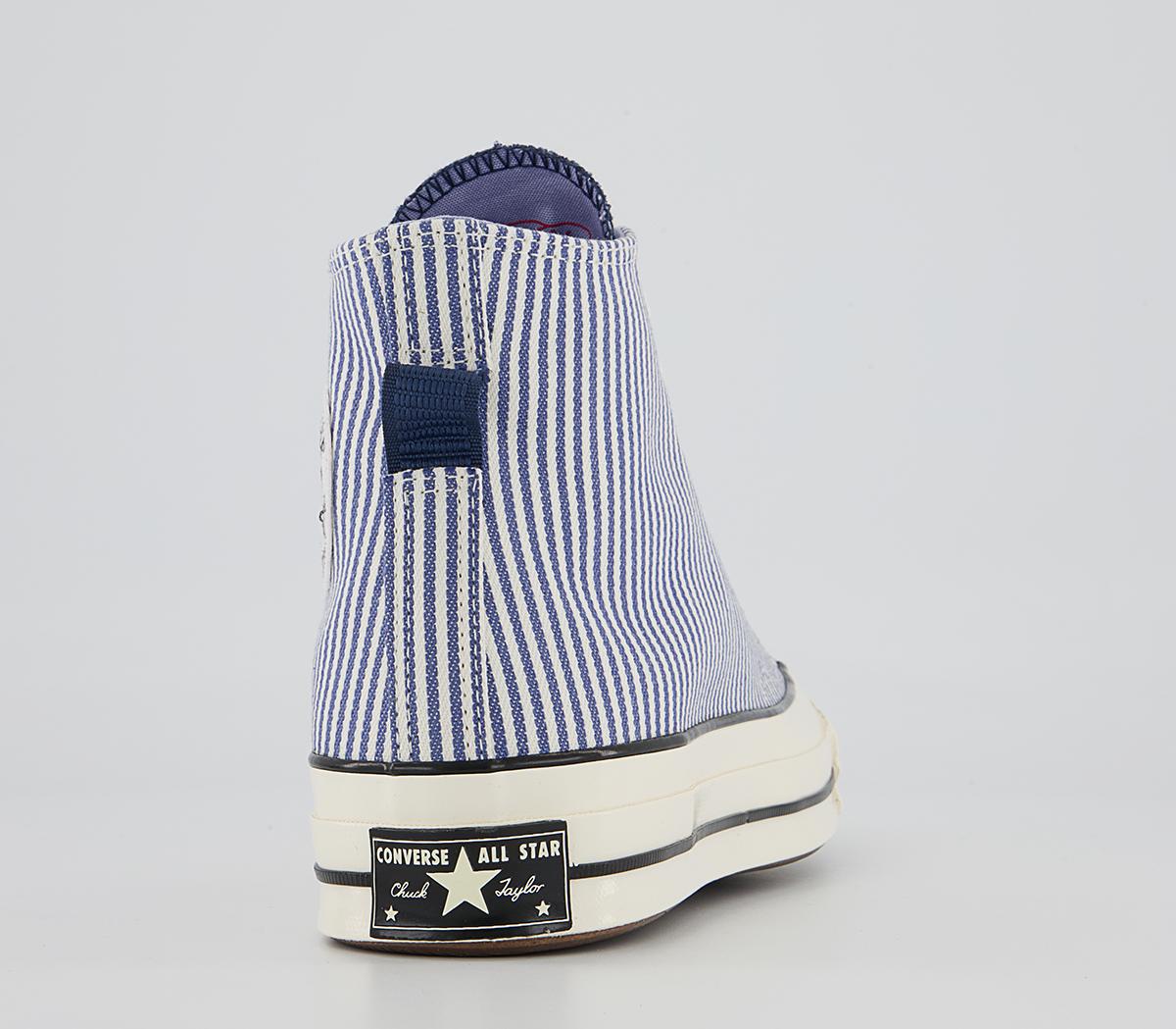 Converse All Star Hi 70s Trainers Converse All Star Hi 70s Trainers Hickory Stripe Washed Indigo