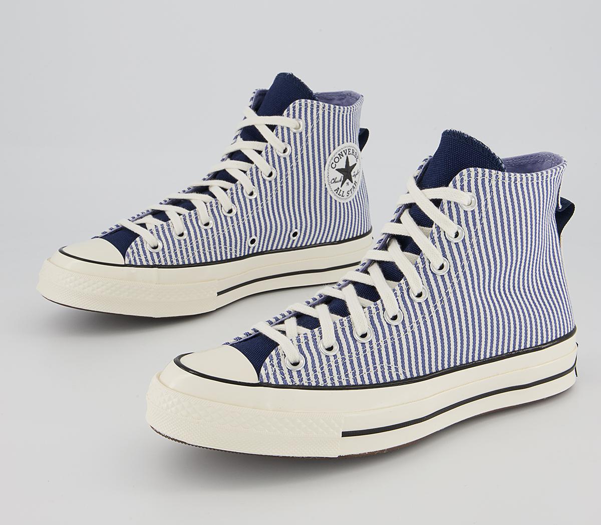 Converse All Star Hi 70s Trainers Converse All Star Hi 70s Trainers Hickory Stripe Washed Indigo