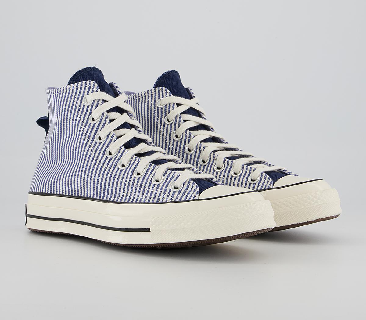 Converse All Star Hi 70s Trainers Converse All Star Hi 70s Trainers Hickory Stripe Washed Indigo
