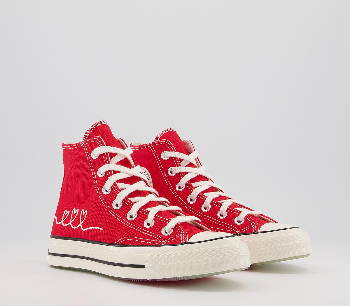 Converse All Star Hi 70s Trainers University Red Egret Love - Women's ...