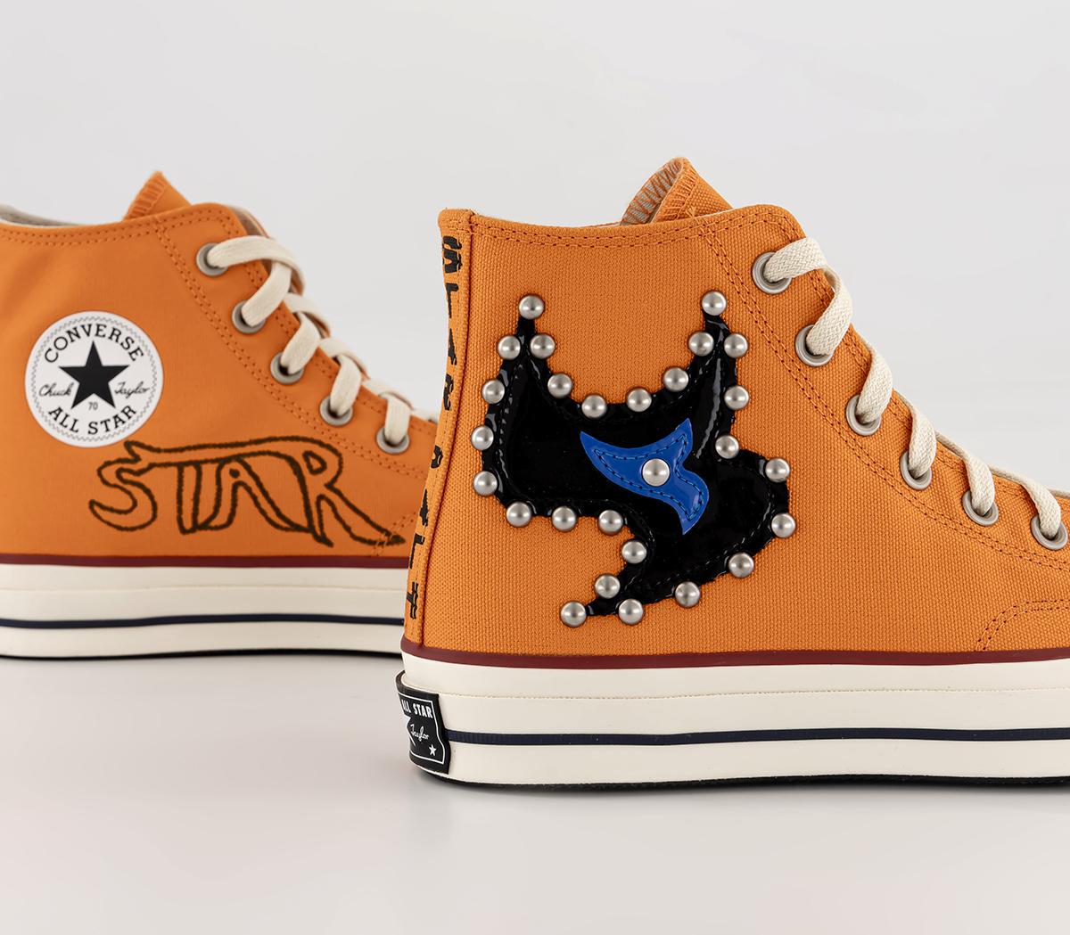 Converse All Star Chuck 70 Hi Trainers Come Tees Sun Orange Egret Black