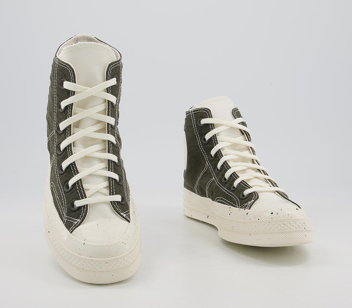 Converse All Star Hi 70s Trainers Converse All Star Hi 70s Trainers Hybrid Texture Cargo Khaki Egret