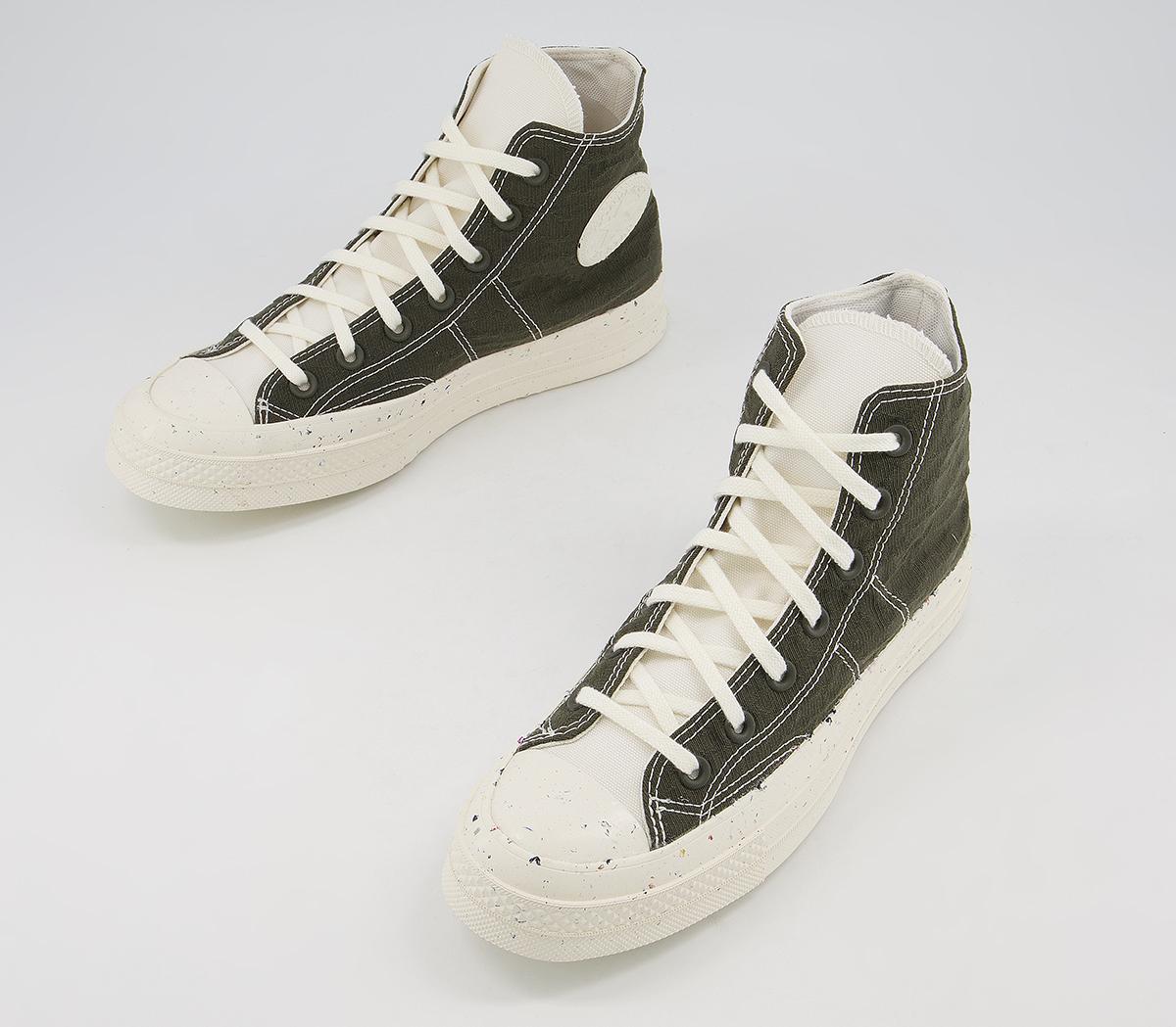 Converse All Star Hi 70s Trainers Converse All Star Hi 70s Trainers Hybrid Texture Cargo Khaki Egret