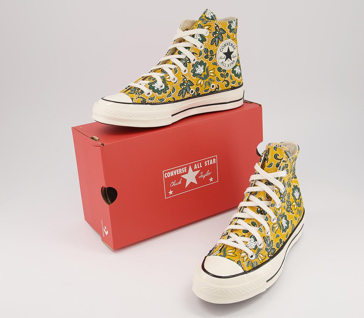Converse All Star Hi 70s Trainers Converse All Star Hi 70s Trainers Gold Dart Egret Fir Print
