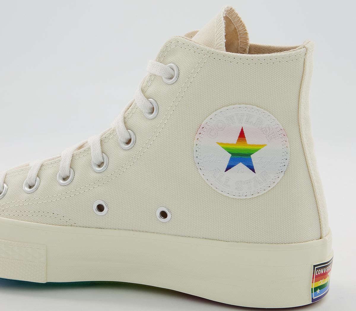 Converse All Star Hi 70s Trainers Converse All Star Hi 70s Trainers Pride Egret Multi White