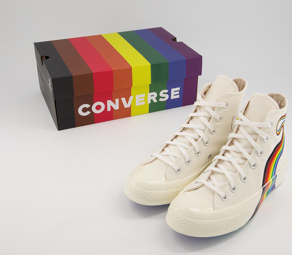 Converse All Star Hi 70s Trainers Converse All Star Hi 70s Trainers Pride Egret Multi White