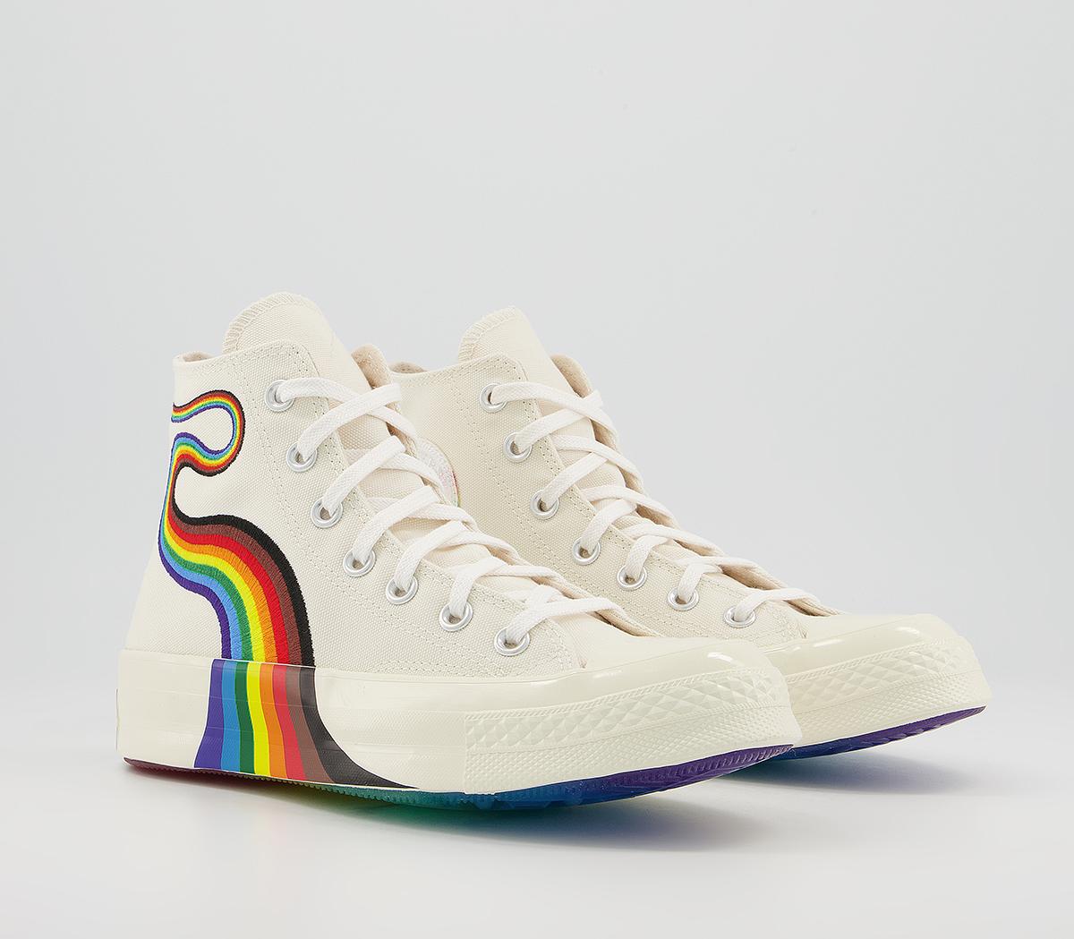 Converse All Star Hi 70s Trainers Converse All Star Hi 70s Trainers Pride Egret Multi White