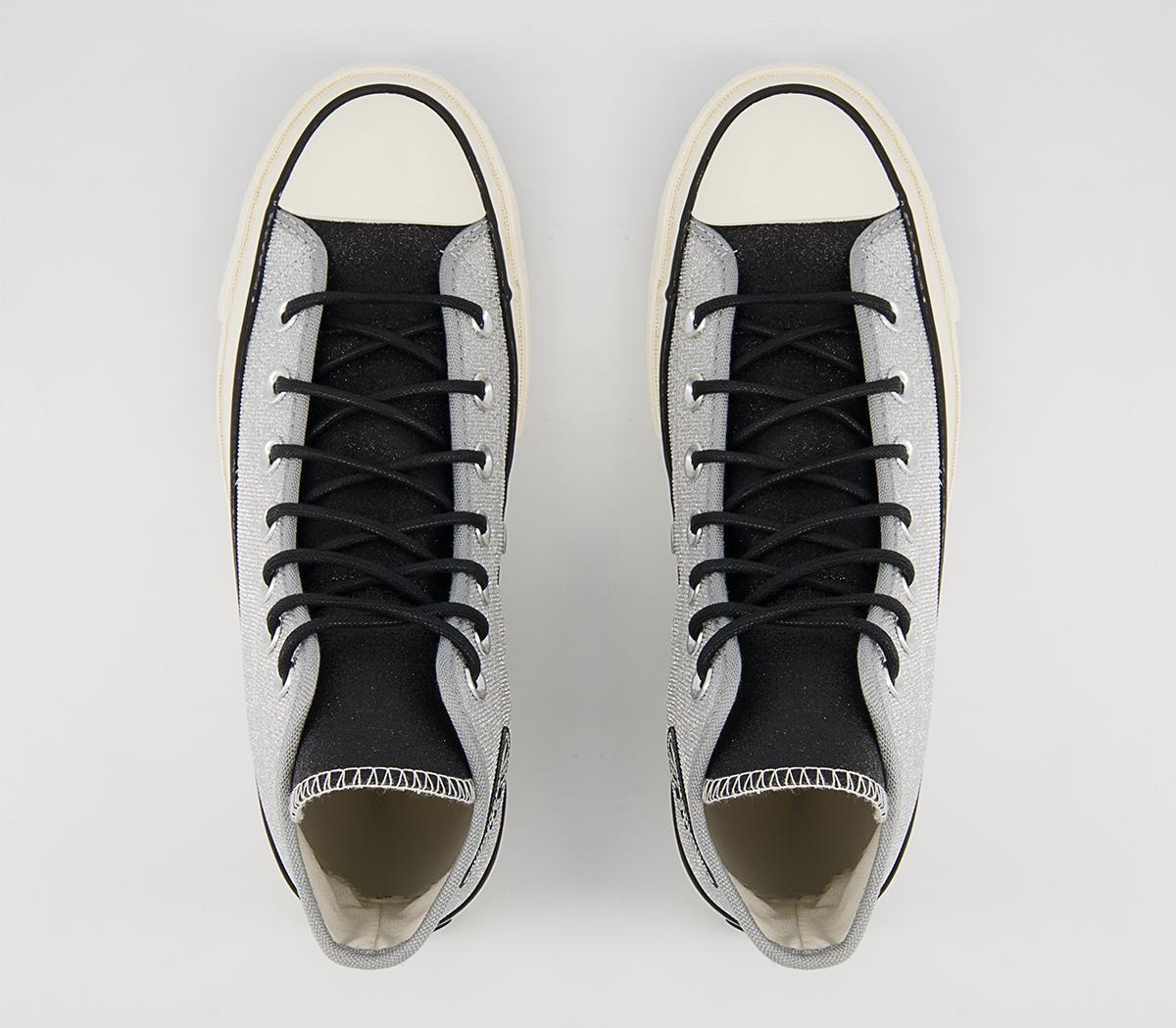Converse All Star Hi 70s Trainers Converse All Star Hi 70s Trainers Silver Black Egret Glitter