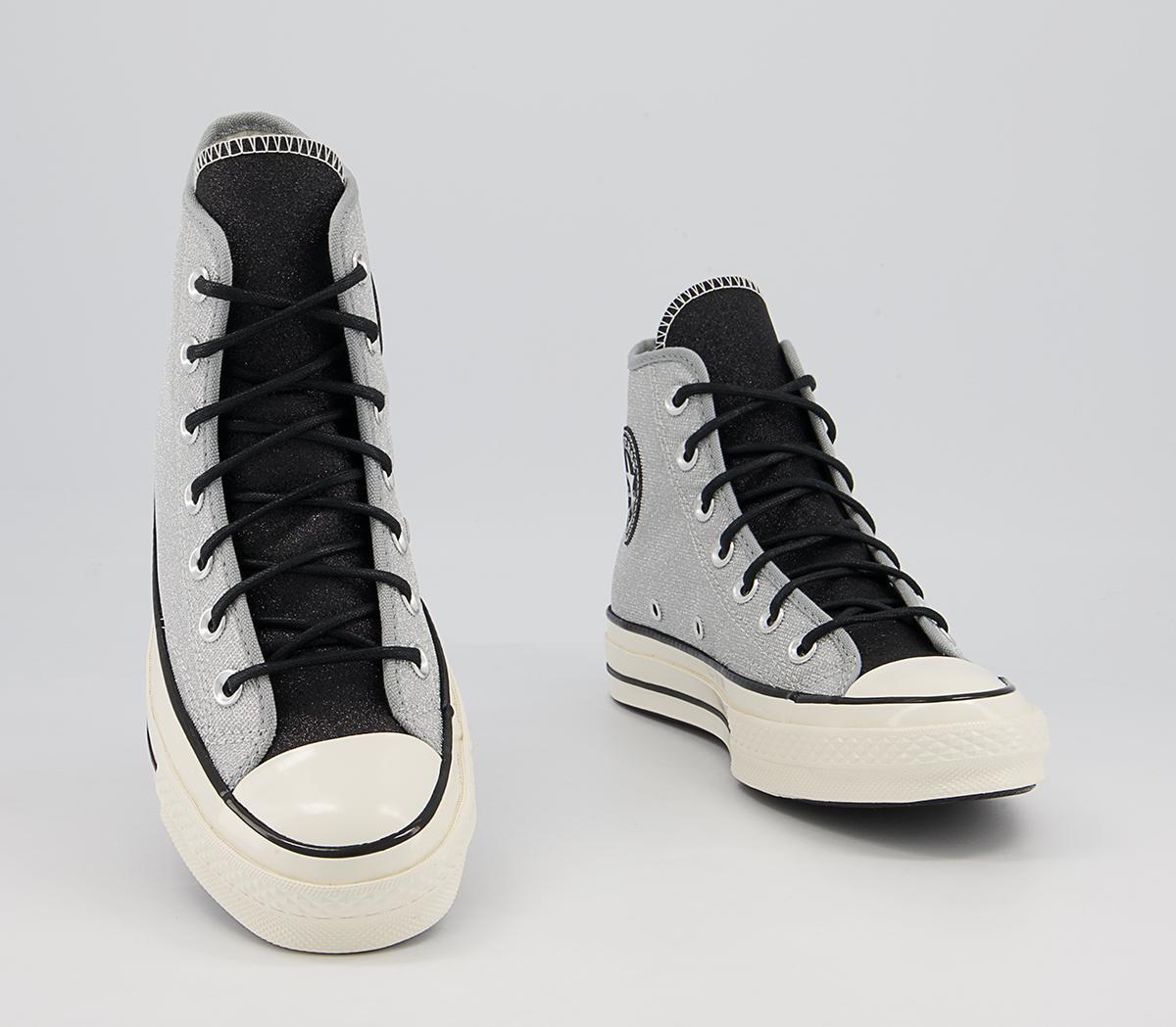 Converse All Star Hi 70s Trainers Converse All Star Hi 70s Trainers Silver Black Egret Glitter