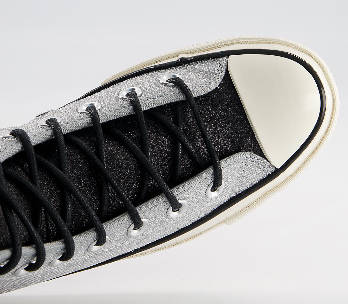 Converse All Star Hi 70s Trainers Converse All Star Hi 70s Trainers Silver Black Egret Glitter