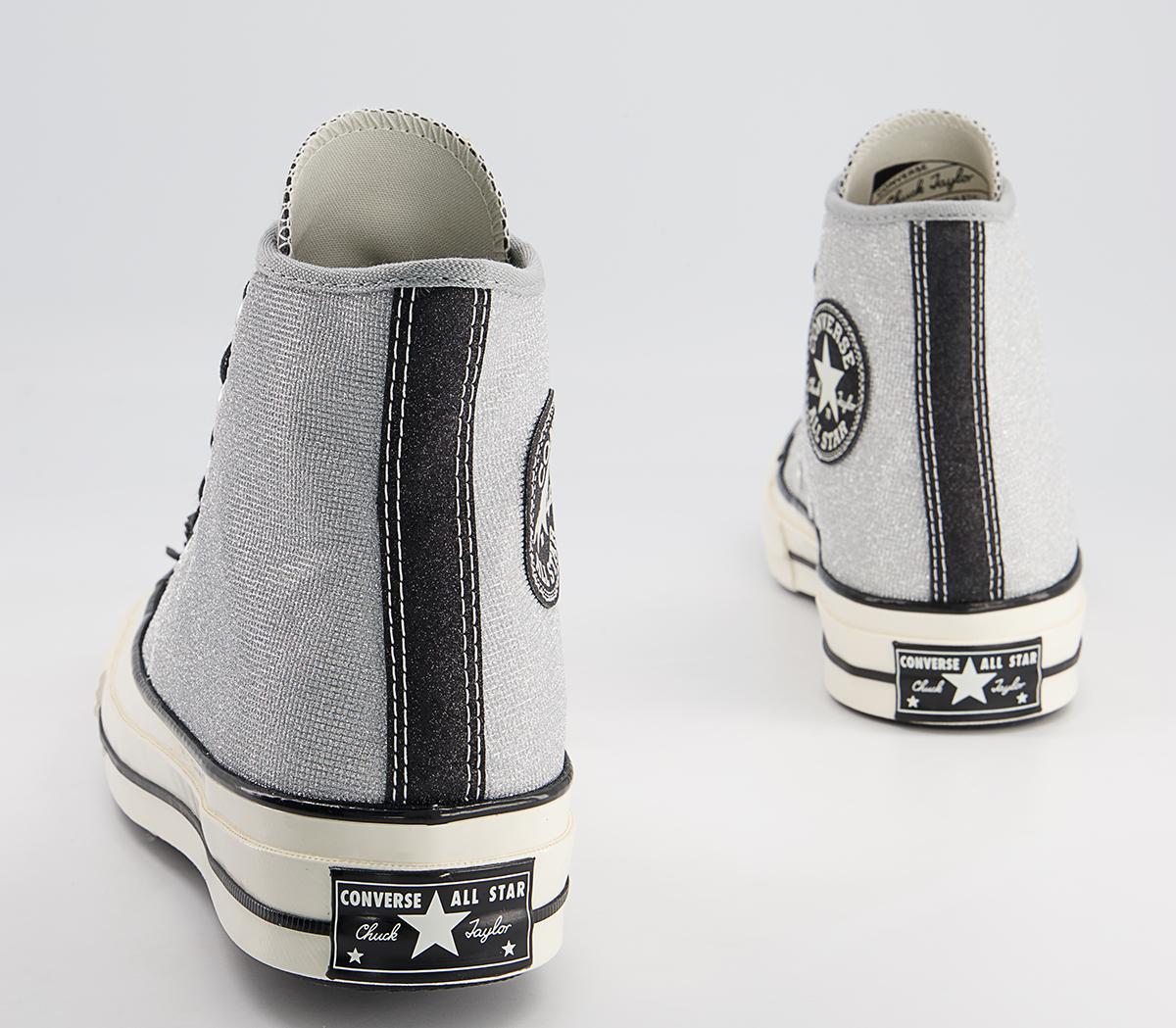 ConverseAll Star Hi 70s TrainersSilver Black Egret Glitter