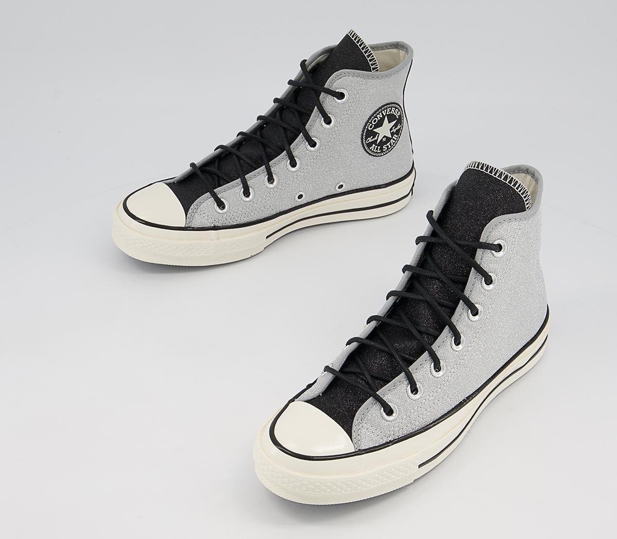 Converse All Star Hi 70s Trainers Converse All Star Hi 70s Trainers Silver Black Egret Glitter