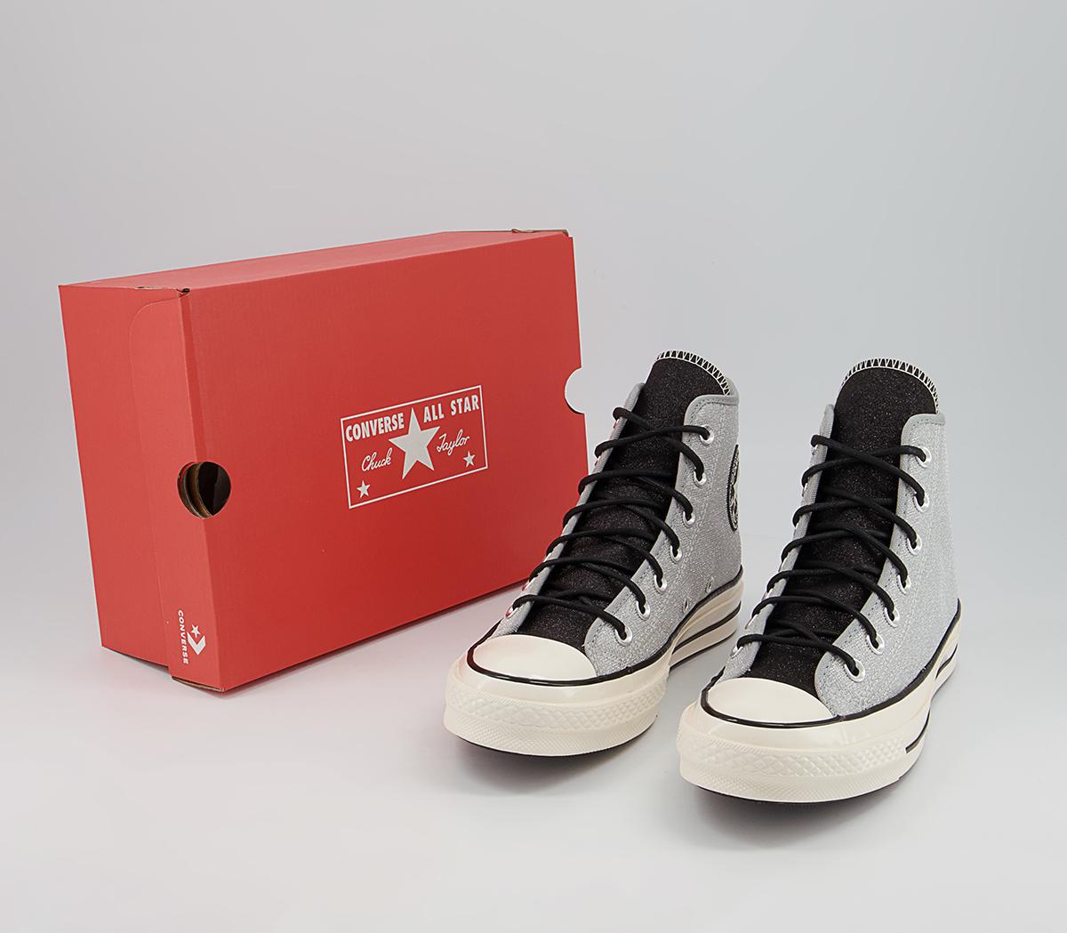 Converse All Star Hi 70s Trainers Converse All Star Hi 70s Trainers Silver Black Egret Glitter