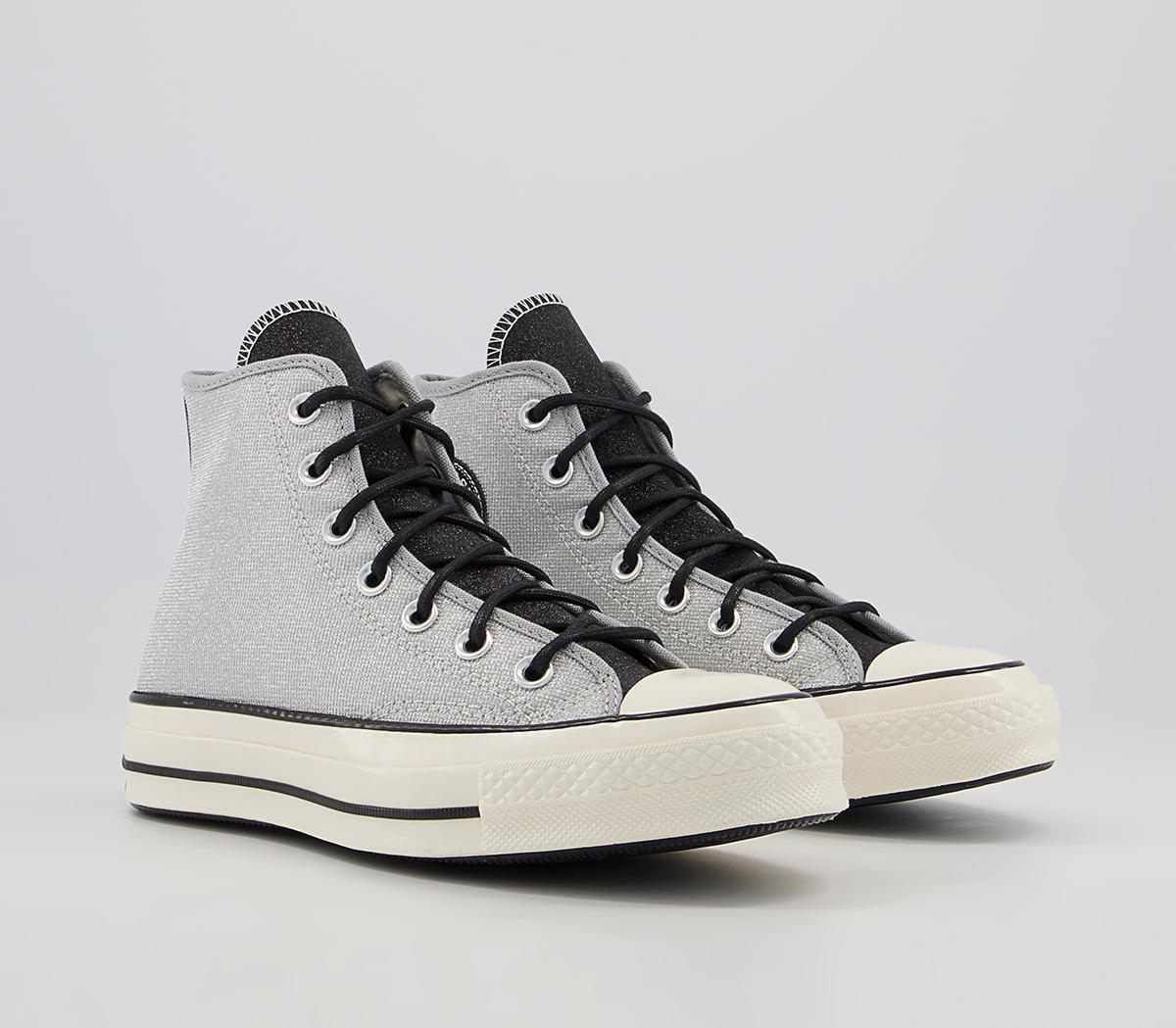 Converse All Star Hi 70s Trainers Converse All Star Hi 70s Trainers Silver Black Egret Glitter