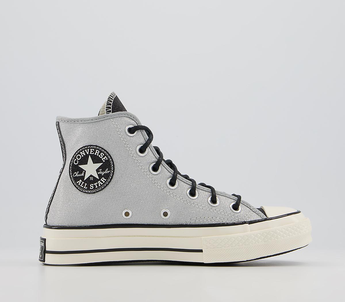 Converse All Star Hi 70s Trainers Converse All Star Hi 70s Trainers Silver Black Egret Glitter