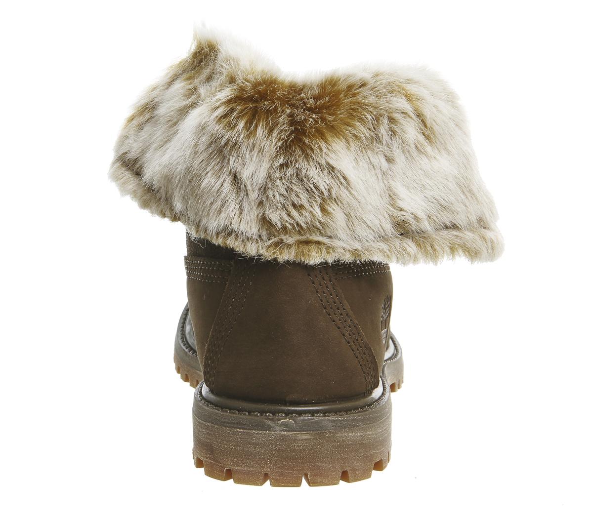 Timberland Fur Fold Down Boots Canten Nubuck Burnished Women's Ankle Boots