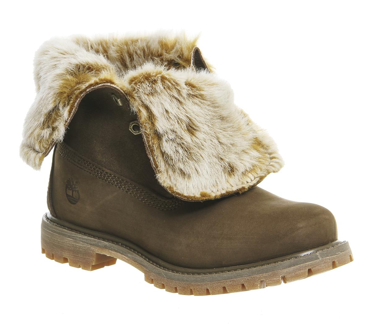 Timberland Fur Fold Down Boots Canten Nubuck Burnished Women's Ankle