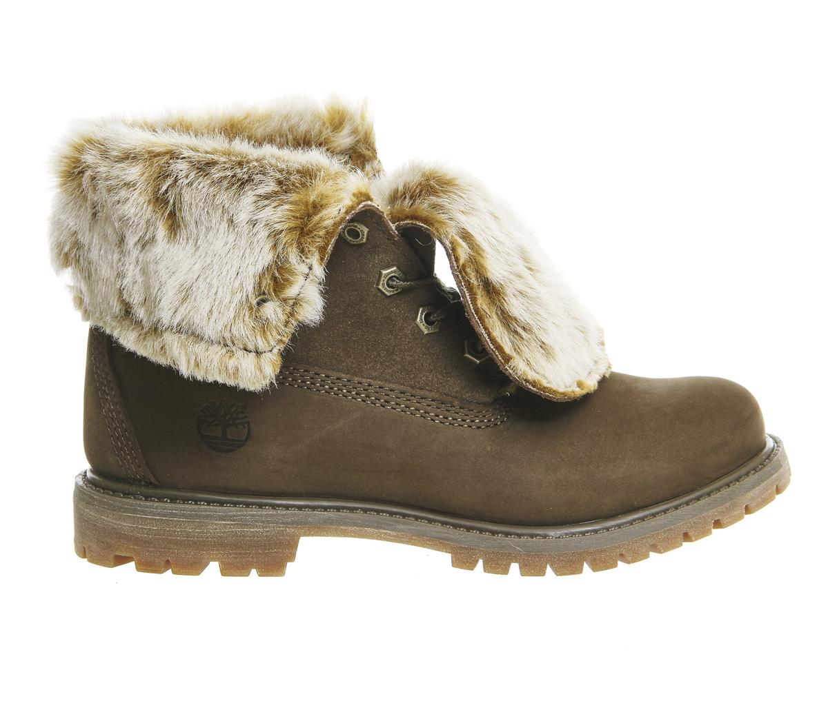 Timberland Fur Fold Down Boots Canten Nubuck Burnished Women's Ankle