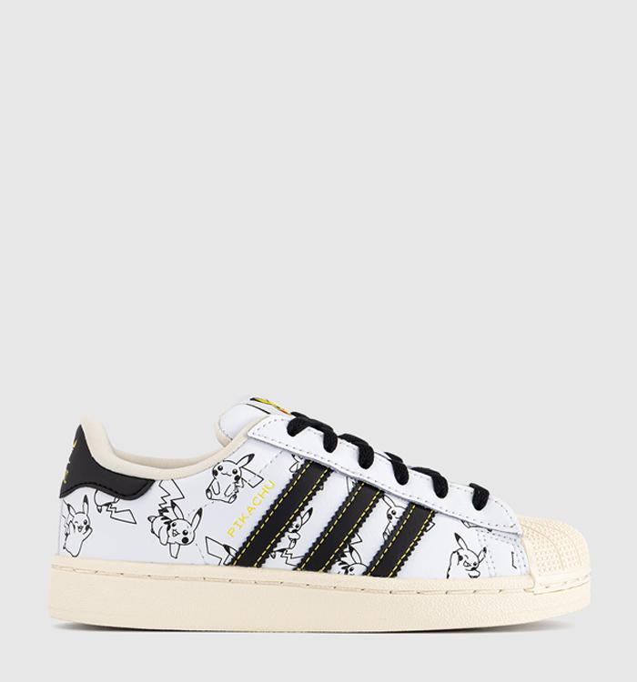 adidas Superstar Kids Trainers Pokemon White Black Gold Metallic