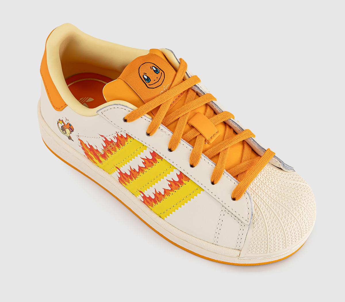 adidasSuperstar Kids TrainersPokemon Cream White Shock Yellow Bright Orange
