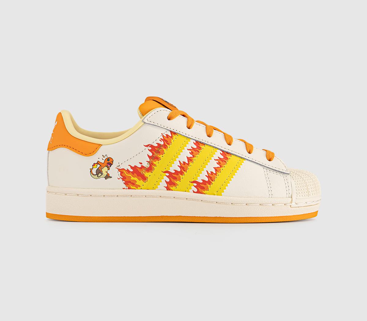 adidasSuperstar Kids TrainersPokemon Cream White Shock Yellow Bright Orange