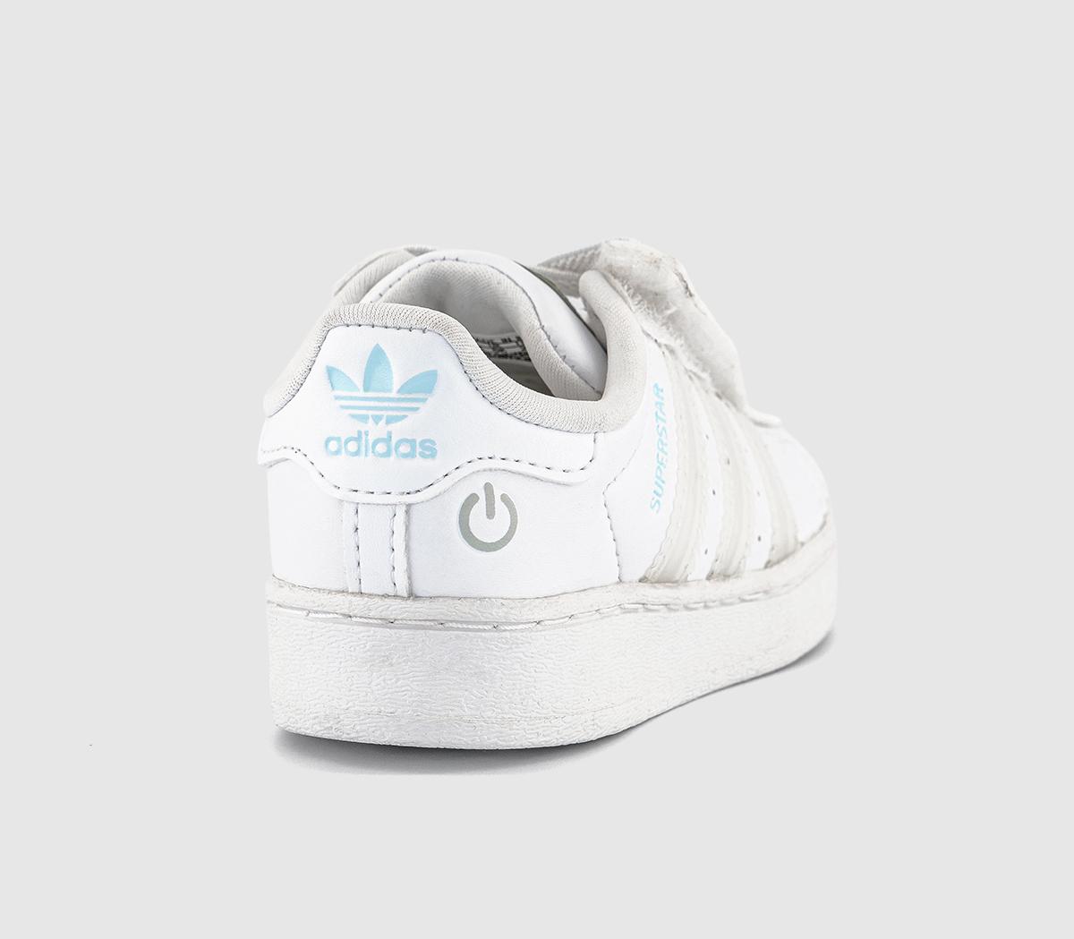 adidasSuperstar Infant TrainersWhite Whtie White Led Light