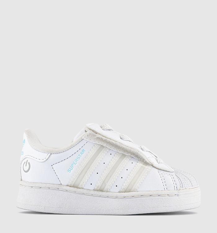 adidas Superstar Infant Trainers White Whtie White Led Light